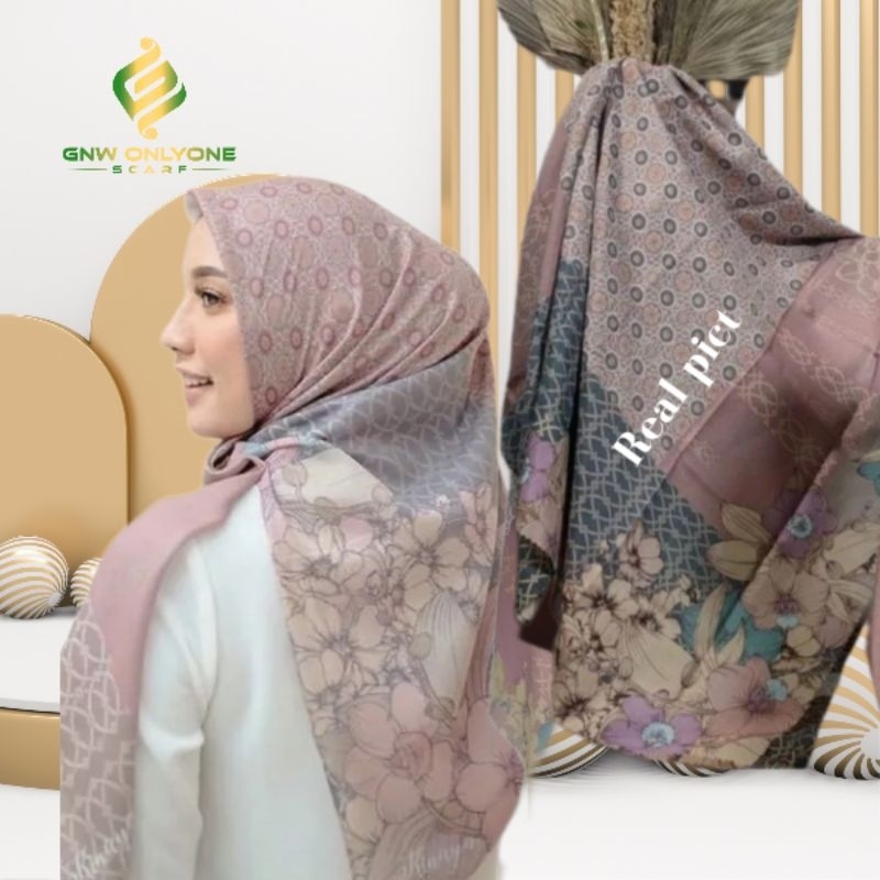 HIJAB SEGIEMPAT LASERCUT Kinaya mocca LASERCUT MYLADY HIJAB VOAL  SEGIEMPAT