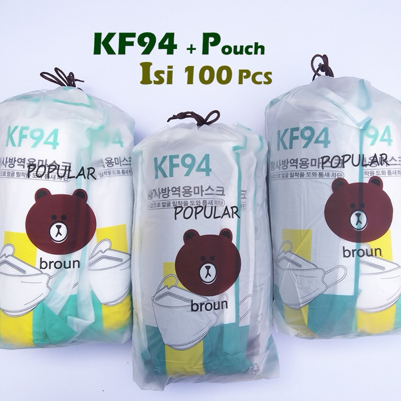 Masker KF94 Isi 100 Pcs + Pouch