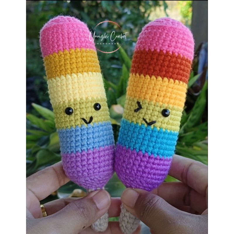 Ready Stock Boneka Rajut Amigurumi Es Krim Pelangi 1 pcs @25.000