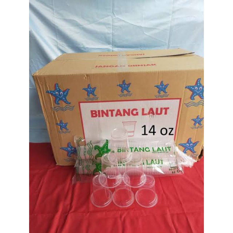 Gelas Plastik 14 oz Bintang Laut / Cup Plastik Murah Tebal