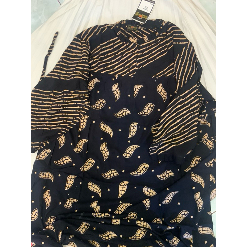 NEW gamis batik sekdress balong motif daun dan pisang bali