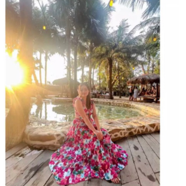 preloved dress pantai pink flower swimsuit bikini dress chelsea