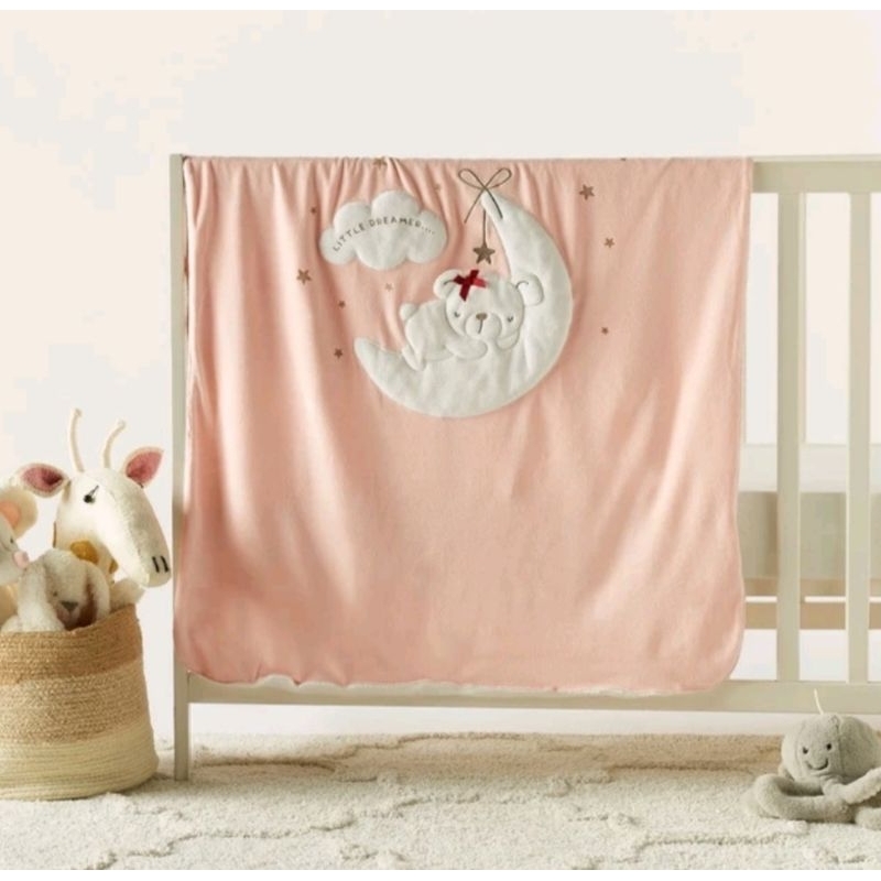 Babyshop Juniors Fleece Raschel Blanket with Bear Detail - 100x75 cm