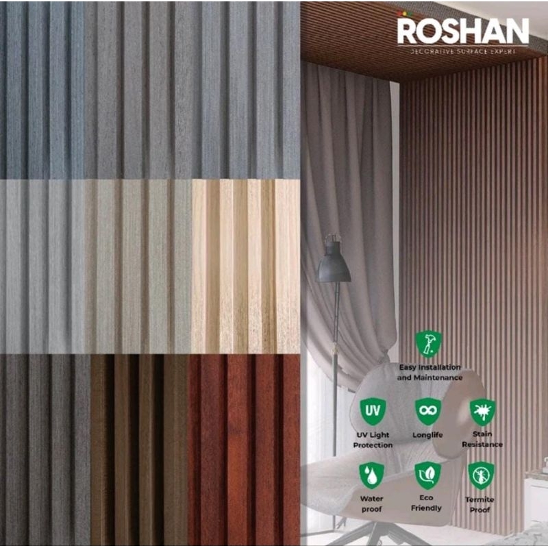 ROSHAN WPC Wallpanel 290 x 16 cm Model Square Fluted 160 (Harga Per lembar)