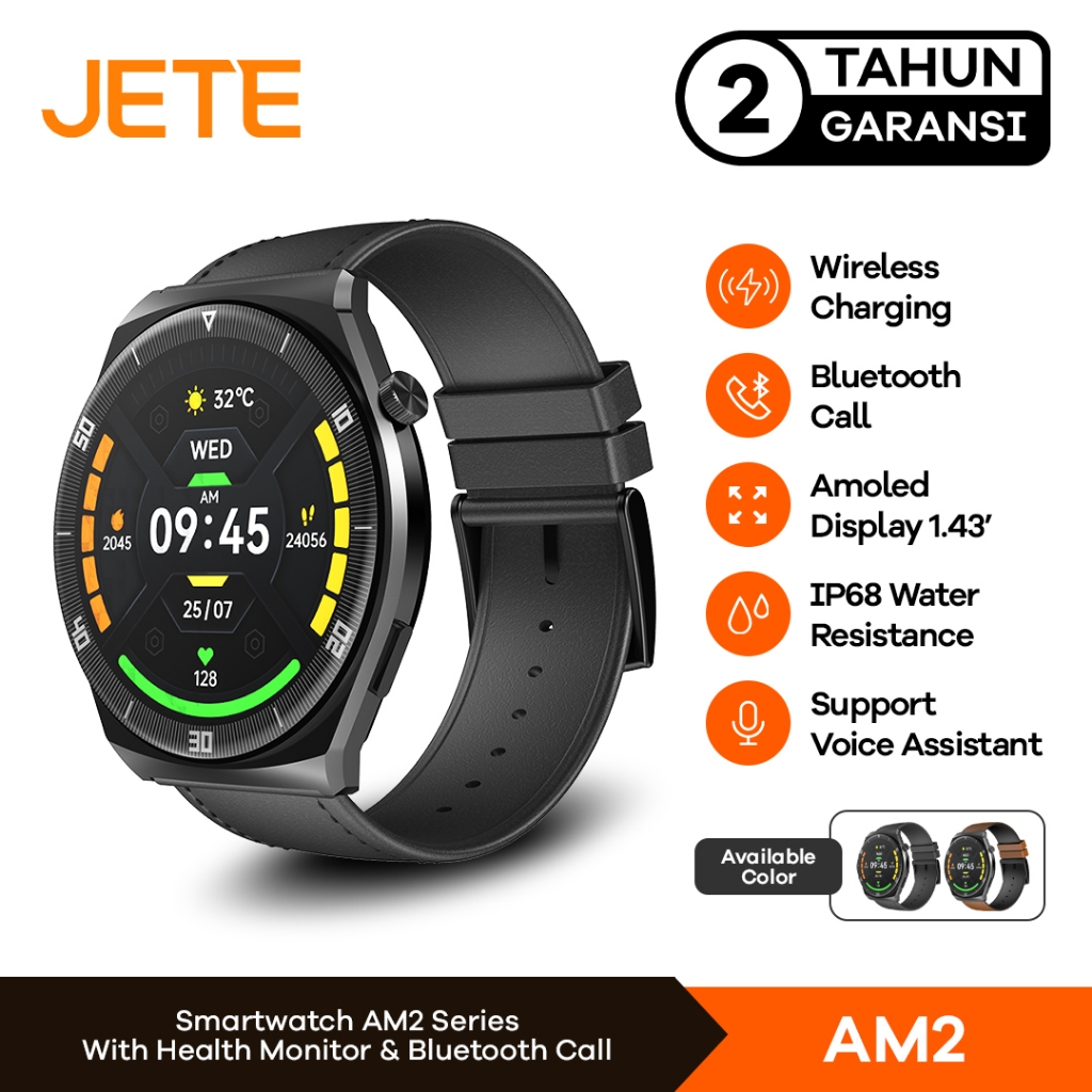JETE AM2 Smartwatch Amoled JETE AM02 100 Sport Mode + IPX8 Black - Garansi 2 Tahun