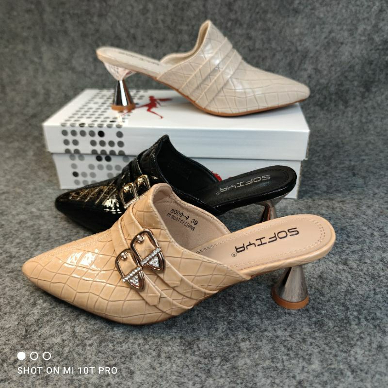 [BISA COD] SOFIYA ORI 8009 4 SANDAL SLOP  HEELS WANITA IMPORT HAK 7 CM / SENDAL HILS