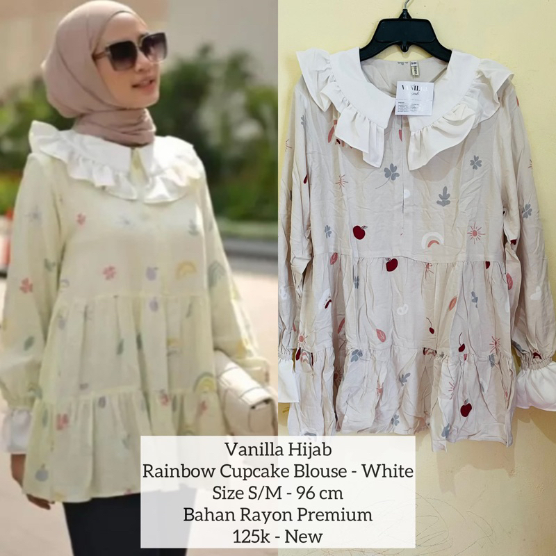 VANILLA HIJAB Rainbow Cupcake Blouse NEW