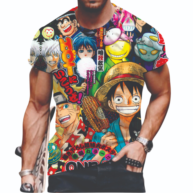 ANIME COMPILASI 02 AOP T-SHIRT 24'S Baju Dewasa Jeans Kain Kaos Katun Pendek Printing Sablon