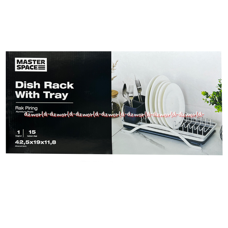 Master Space Dish Rack 1tier Blue 42.5cm Rak Piring 1tingkat Single Model Simple Dengan Alas Tatakan