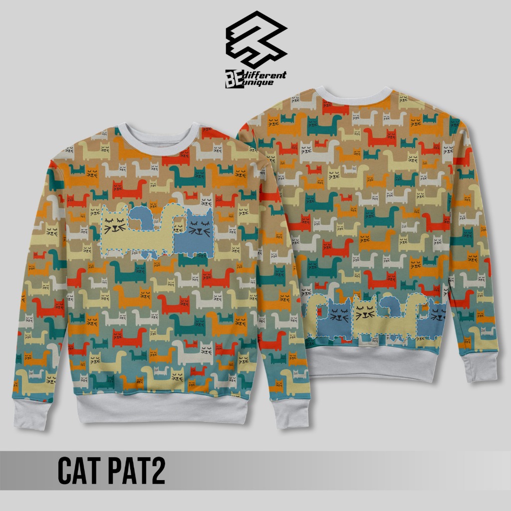 Sweater Crewneck Sweatshirt Family Couple Keluarga Dewasa Anak Unisex 3R Cat Pat 2