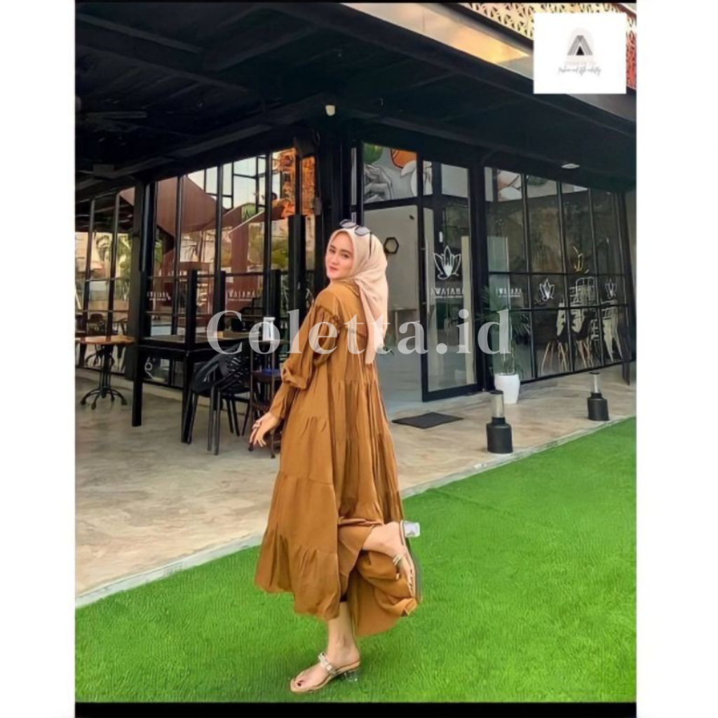 Gamis AUDY Gaun Baju Wanita A Line Bodycon Maxi Casual Style Dres Gamis Korean Lengan Panjang/pendek