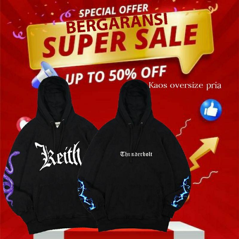 SWEATER HOODIE BOXY OVERSIZE BLACK • KEITH • HOODIE OVERSIZE PRIA WANITA