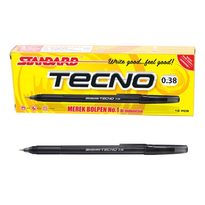 

[1Pak isi 12] Pulpen Standard Tecno Tip 0.38 Tinta Hitam