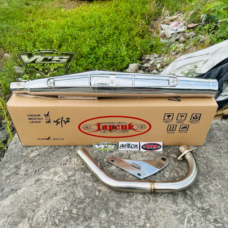 knalpot KENALPOT CB 125J ORIGINAL JAPCUK RATA  35/38 CROM langsung pabrik resmi knalpot JAPCUK MUFLE