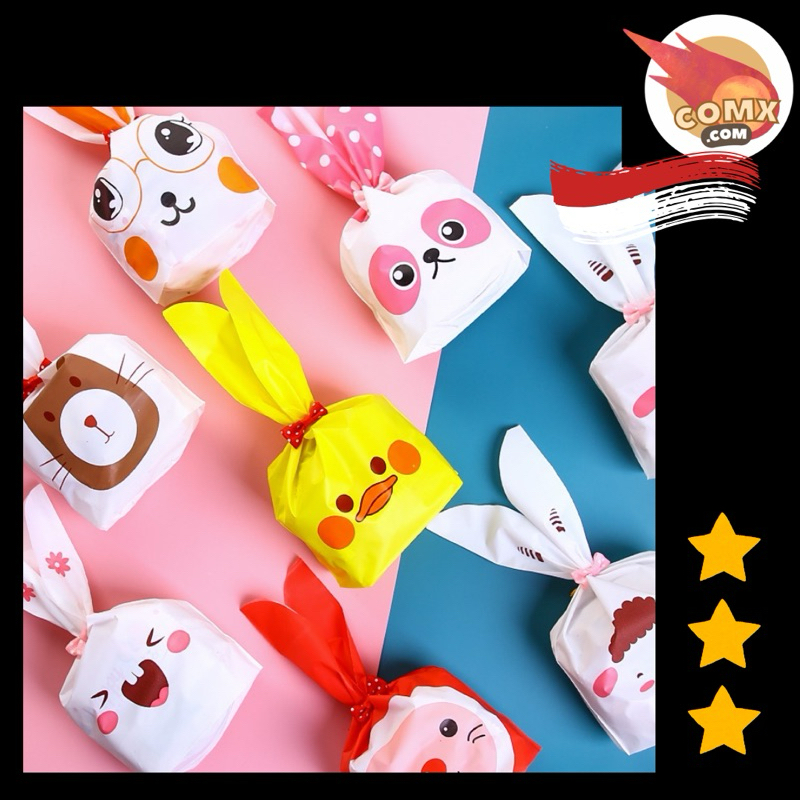 

COMX 10pcs plastik rabbit souvernir ultah 18x30 cm/goddie bag Large bisa untuk snack/ 10pcs Plastik Ikat Snack/Bingkisan Ukuran Sedang