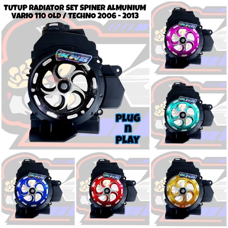 Tutup cover radiator set spiner almunium cnc pnp honda vario 110 old karbu / vario 110 techno vario 