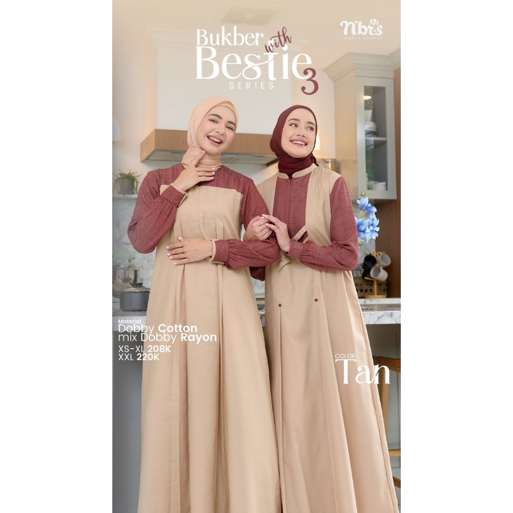 Nibras Bestie Series 3 Gamis Muslimah Polos Dress Syari Jubah Wanita Couple Seragaman