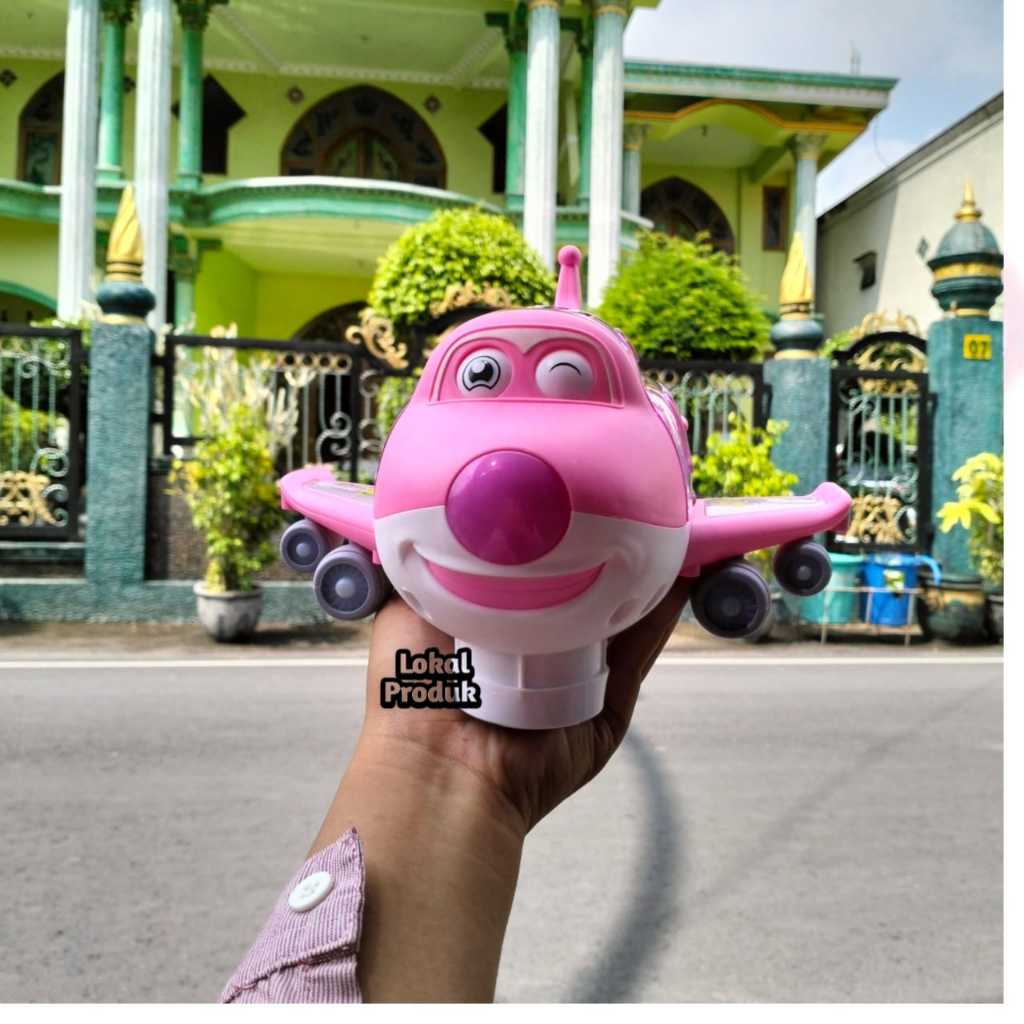 PESAWAT AIRLINER Universal 3689A3 Pesawat Kartun Mata Bisa Gerak Ada Lampu Dan Musik Mainan pesawat 