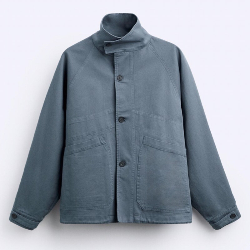 ZARA Men Jacket Faded Cotton Jaket Katun Pria Blue