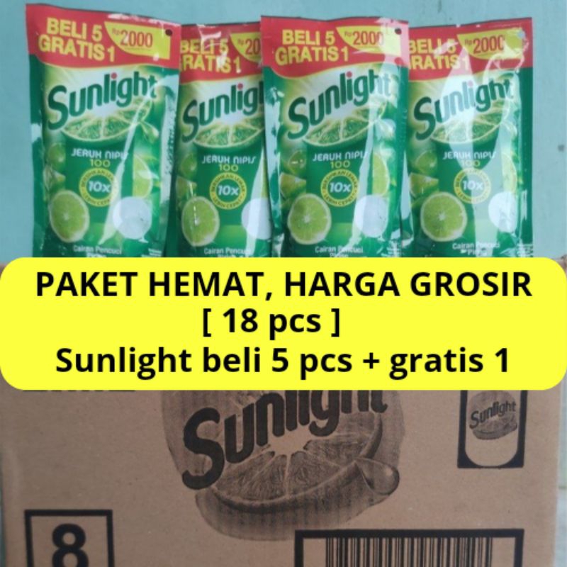PAKET HEMAT, HARGA GROSIR sunlight sabun pencuci piring logo 2000 beli 5 pcs + gratis 1 [ 18 pcs ]