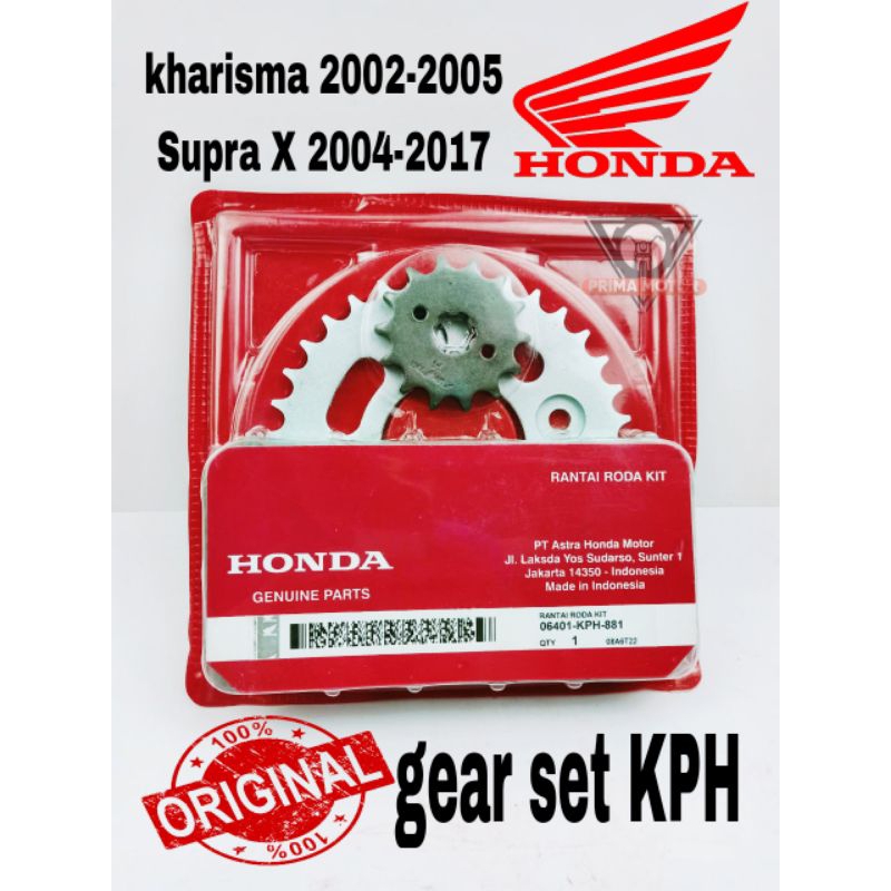 Gear set rantai original KPH Honda kharisma, Supra X 125
