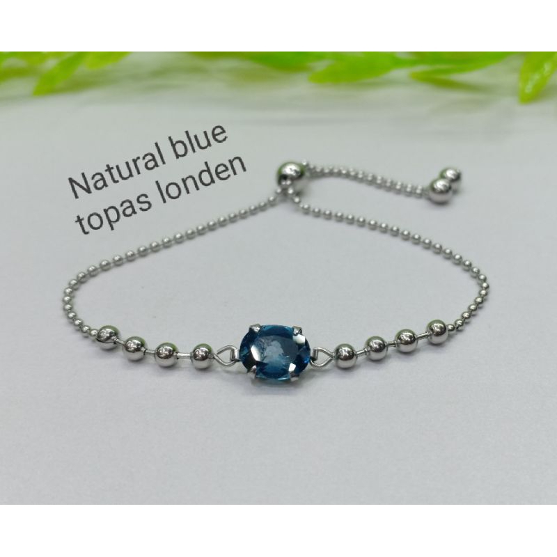 Gelang batu Blue topas londen Natural