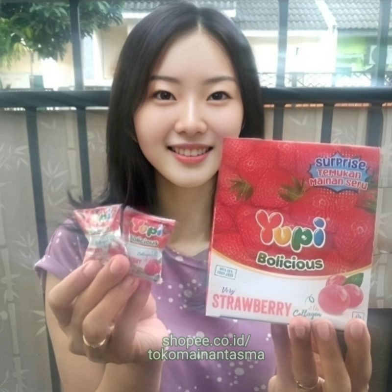 

Permen Yupi Bolicious Rasa Strowberry 1 dus isi 24 pcs berat @ 5 gram