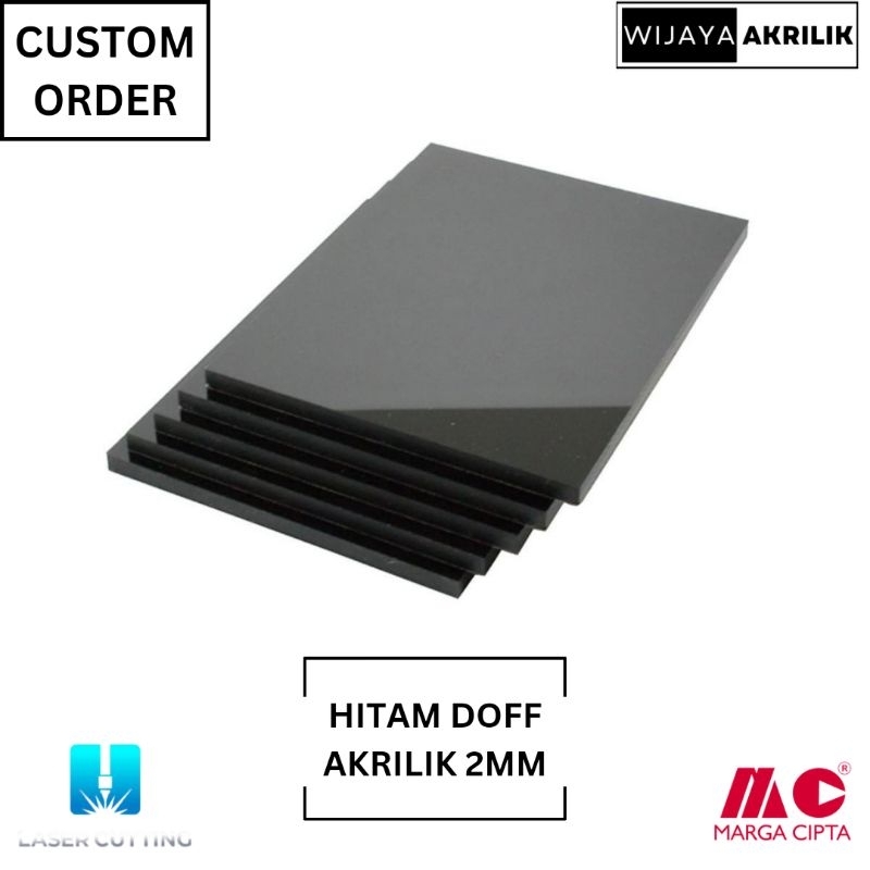 Akrilik Hitam Doff 2MM Rp28/CM Persegi