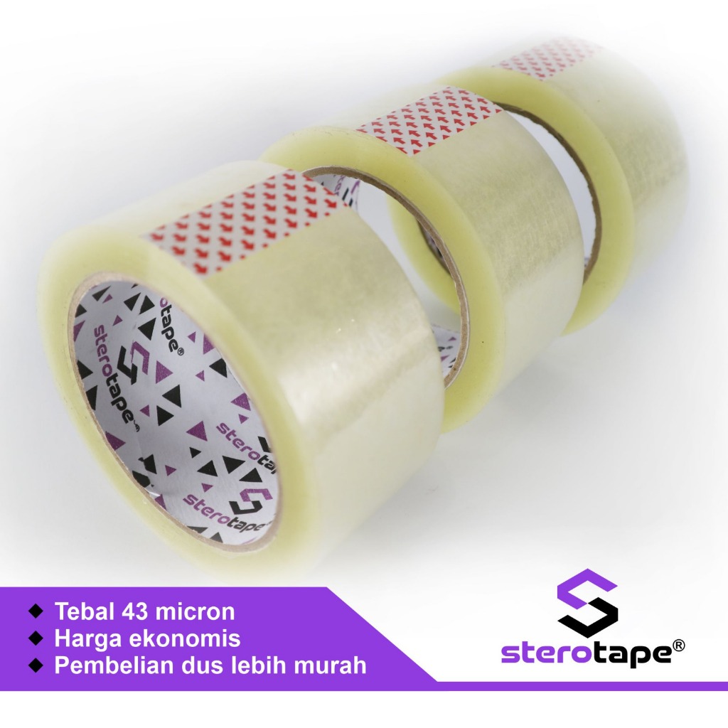 

(SLOP ISI 6) LAKBAN STEROTAPE BENING / COKLAT MURAH EKONOMIS BERKUALITAS 45MM X 90 YARD / 100 YARD