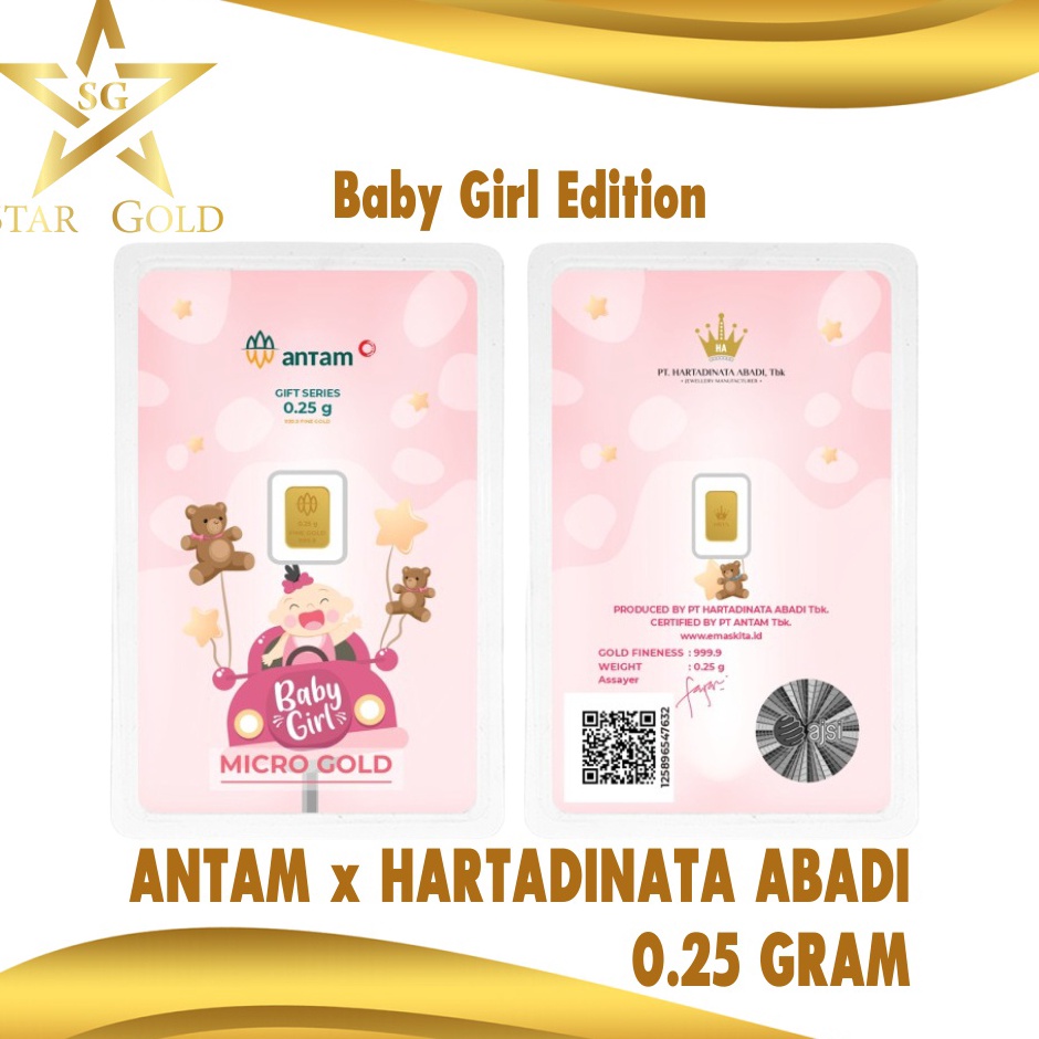ART X28B Star Gold Logam Mulia Micro Hartadinata 25 Gram Baby Girl Series 3