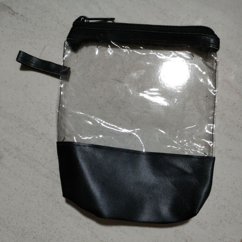 tas hn pouch kosmetik hitam transparan