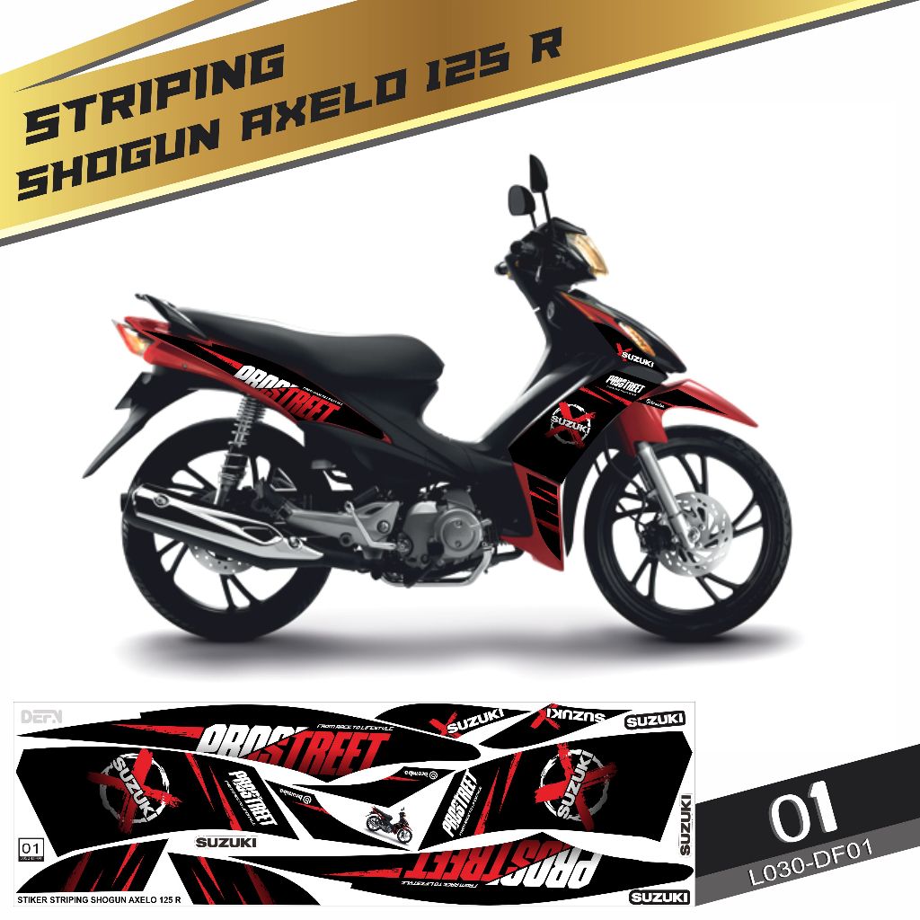 Stiker striping Decal Suzuki Shogun Axelo 125 R 2011-2014 Semifullbody Variasi DF04
