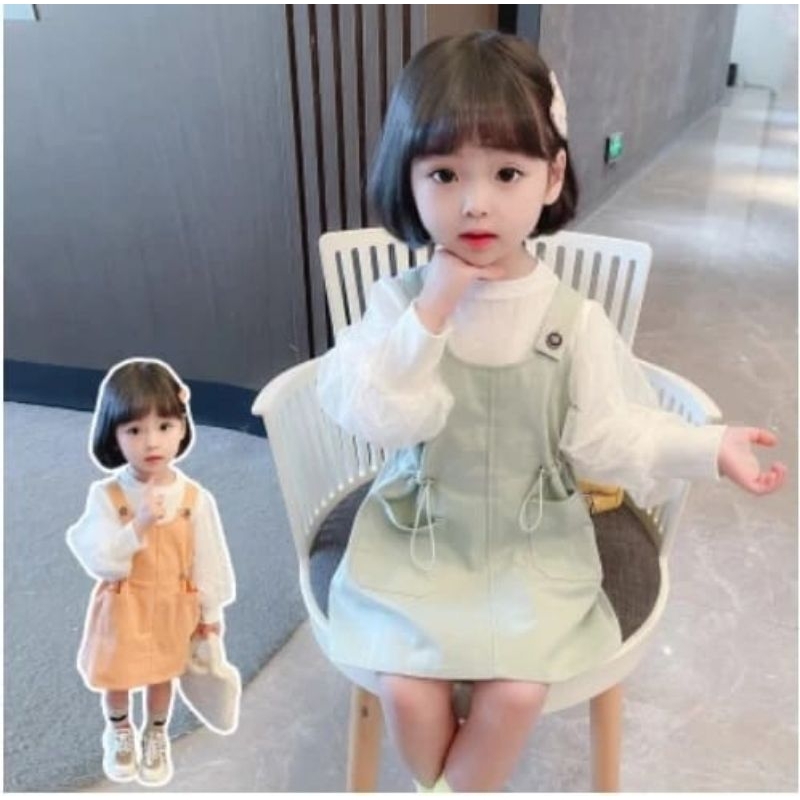 DRESS ANAK HIJAU SAGE UNTUK ANAK PEREMPUAN USIA 1-5 TAHUN