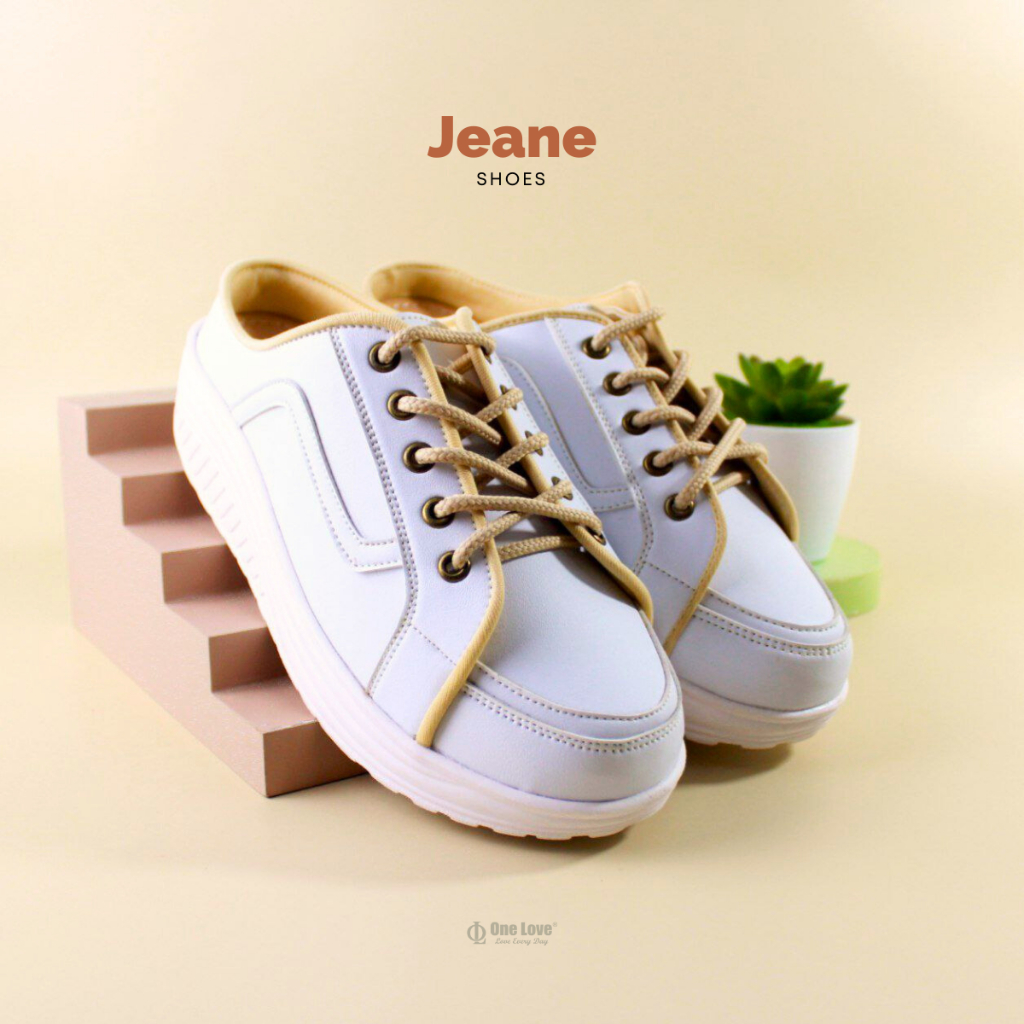 ONE LOVE JEANE SEPATU BUSTONG WEDGES MULES WANITA