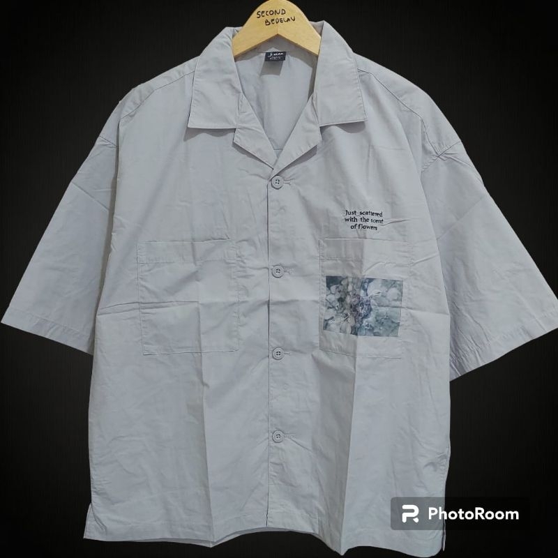 Kemeja Open collar Suda Keina x Gu Oversize