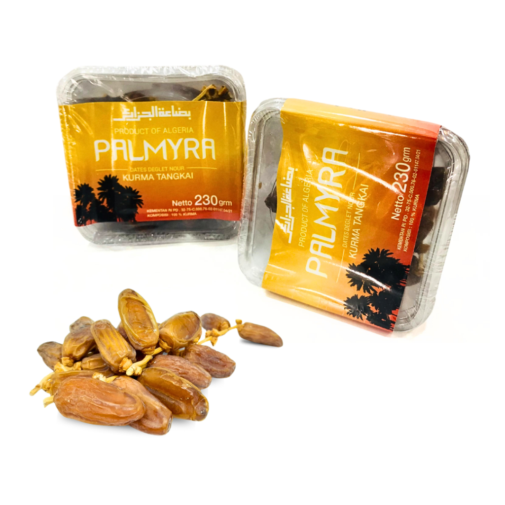 

Kurma Palmyra 230gr | Kurma Tunis Tangkai | Kurma Tunis Palmyra | Dates Deglet Nour | Kurma Kering