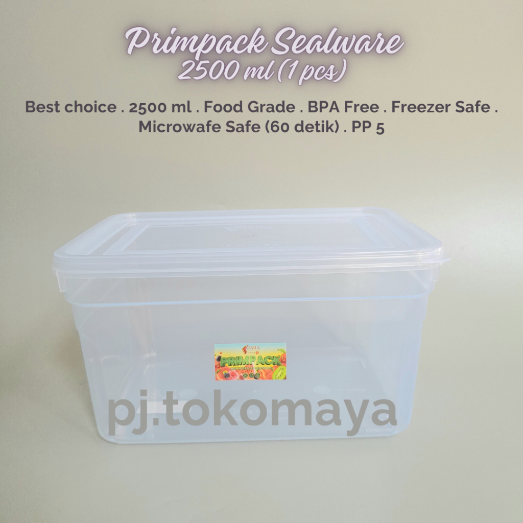 1 Primpack 2500ml Wadah Penyimpanan Makanan Kulkas BPA Free Bahan Kuat Bening Serba Guna Sealware Fo