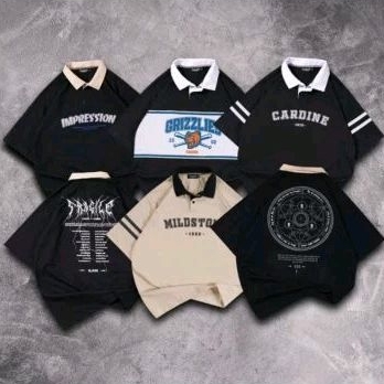 shirt Oversized Rugby Lengan Pendek Motif -ANXIETY-