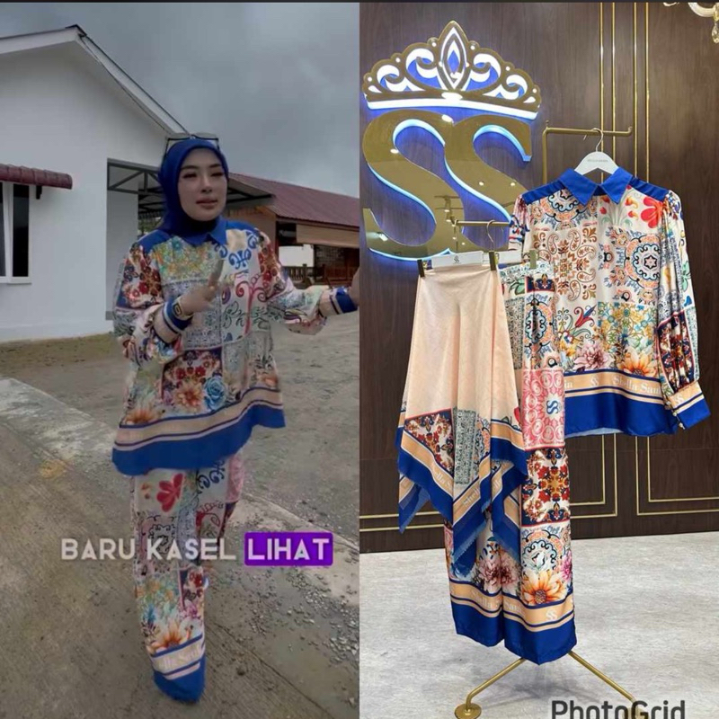 oneset celana setcel full motif set hjjab printing SS ori by SHELLASAUKIA
