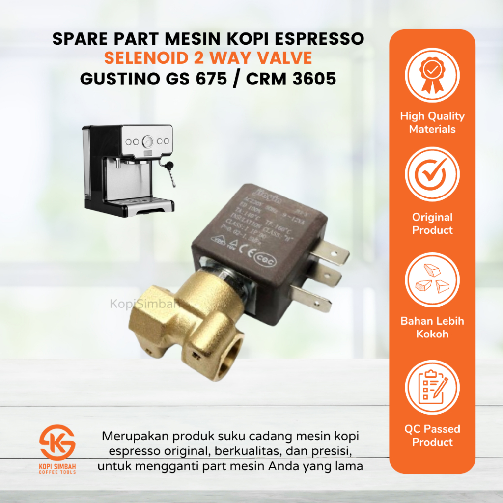 Spare Part Mesin Kopi Espresso Selenoid 2 Way Valve GS 675 / FF3605 Coffee Maker Machine CRM3605