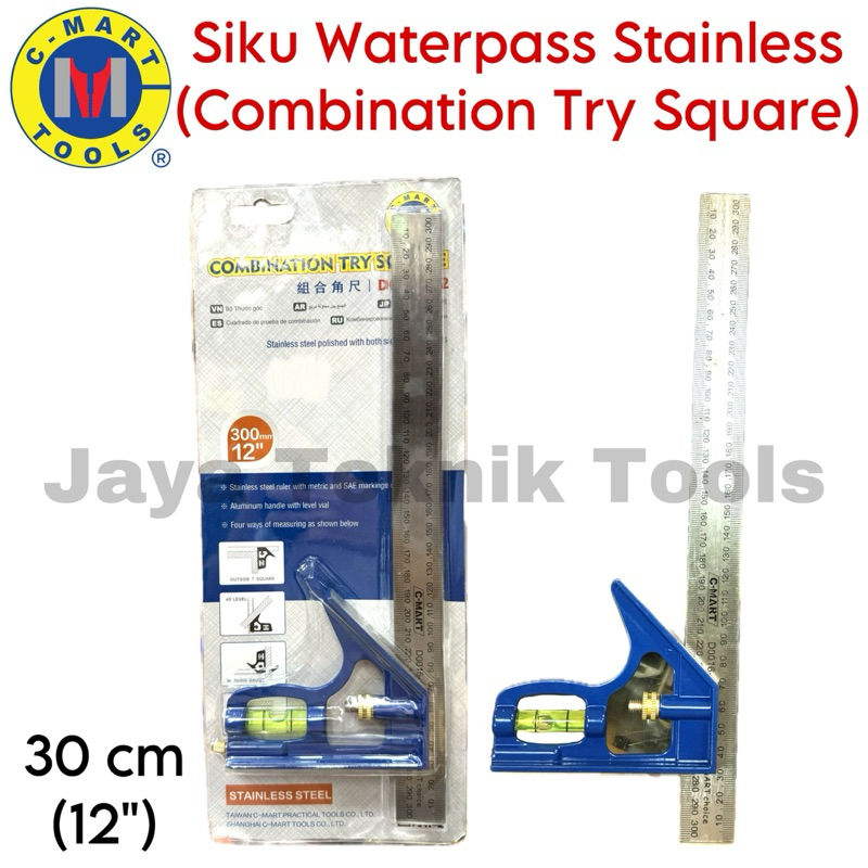 

Penggaris Siku Waterpass 30 cm C-Mart Stainless Try Square Combination 12 inch Cmart C Mart