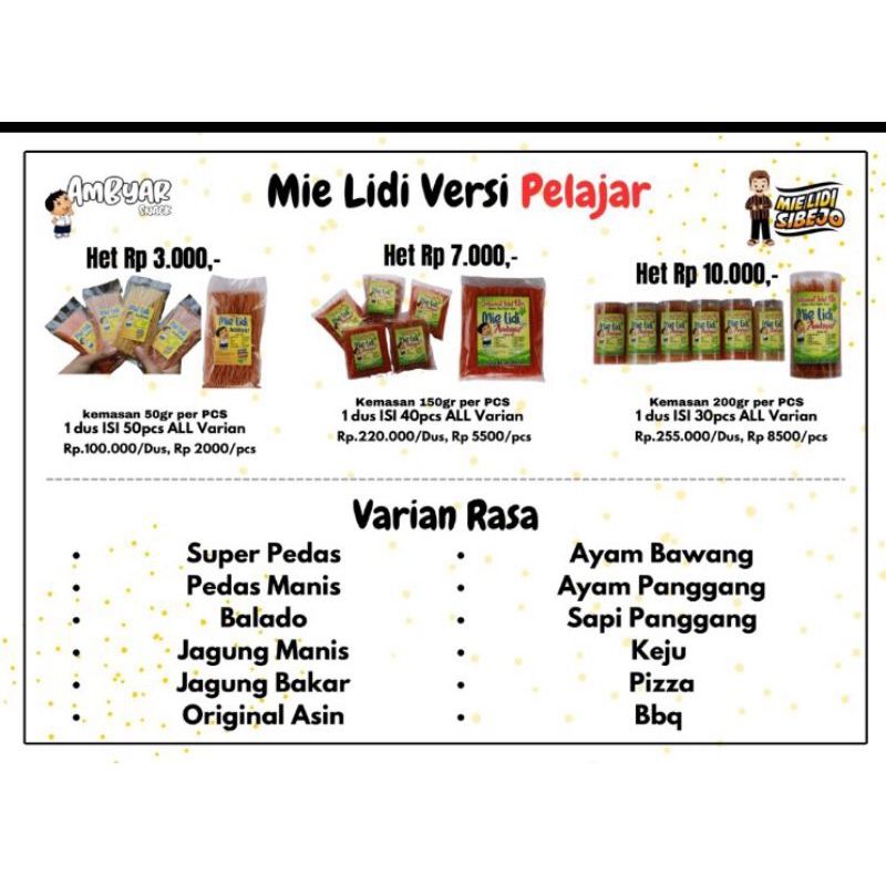 

mie lidi harga pelajar/rasa gurih/murah enak