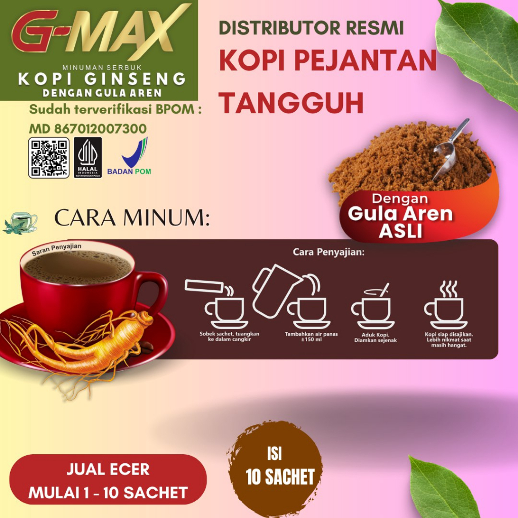 

KOPI GMAX ORIGINAL KOPI STAMINA OBAT KUAT HERBAL STAMINA PRIA TERBAIK TAHAN LAMA paling ampuh 100% original ( BPOM & Halal