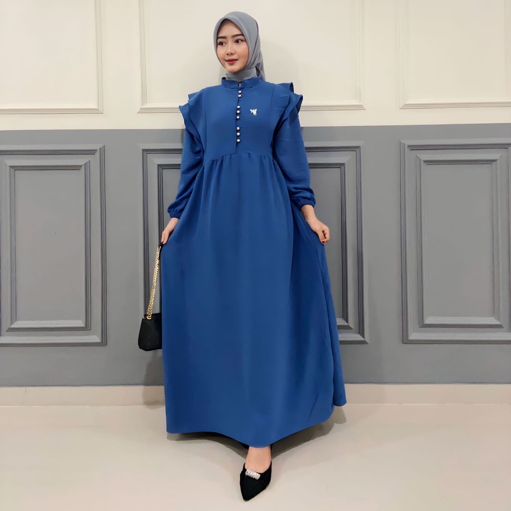 Gamis warna DENIM / GAMIS DENIM / DENIM DRESS/GAMIS CRINKLE DENIM/GAMIS LD 110 dan 120/gamis busui