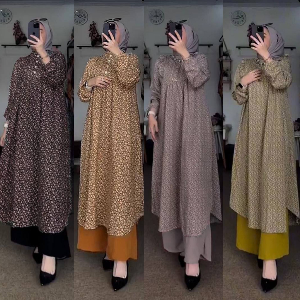 Setelan Wanita One Set Andini Baju Setelan Tunik Wanita Setelan Atasan & Bawahan Terbaru