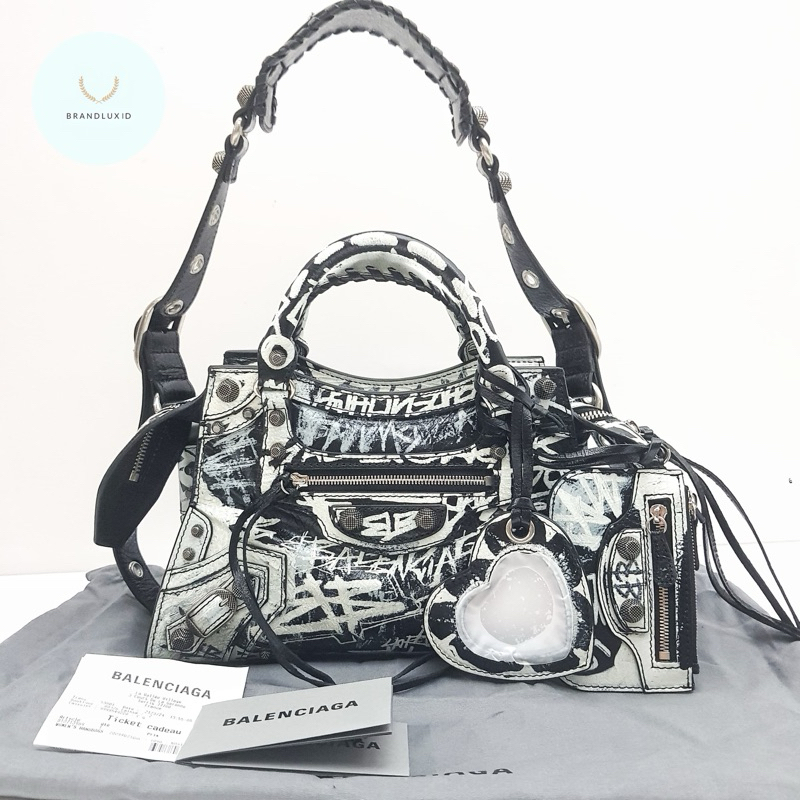 Balenciaga Neo Cagole Graffiti black leather