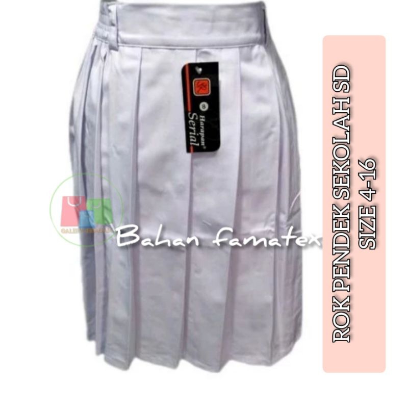 Rok Sekolah SD Rempel pendek putih/ rok seragam sekolah SD SMP bahan famatex 100%