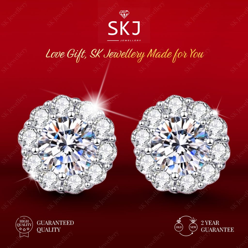SK Jewellery - Garansi 2 Tahun  -  Anting wanita Jewellery  Fashion  VSS1 Grade 5A  Perhiasan Kawin 