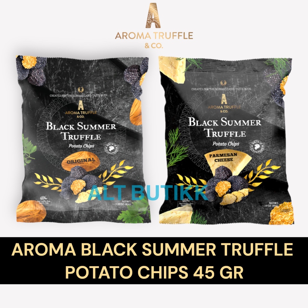 

AROMA BLACK SUMMER TRUFFLE POTATO CHIPS | ORIGINAL - PARMESAN | 45 GRAM