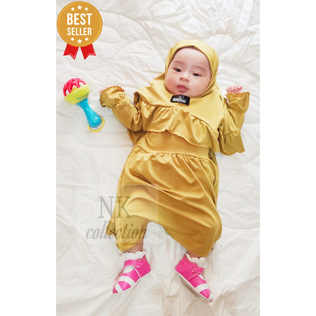GAMIS BAYI PEREMPUAN 0-8 BULAN SATU SET BAJU ANAK PEREMPUAN AQIQAH GAMIS  BY NK COLLECTION